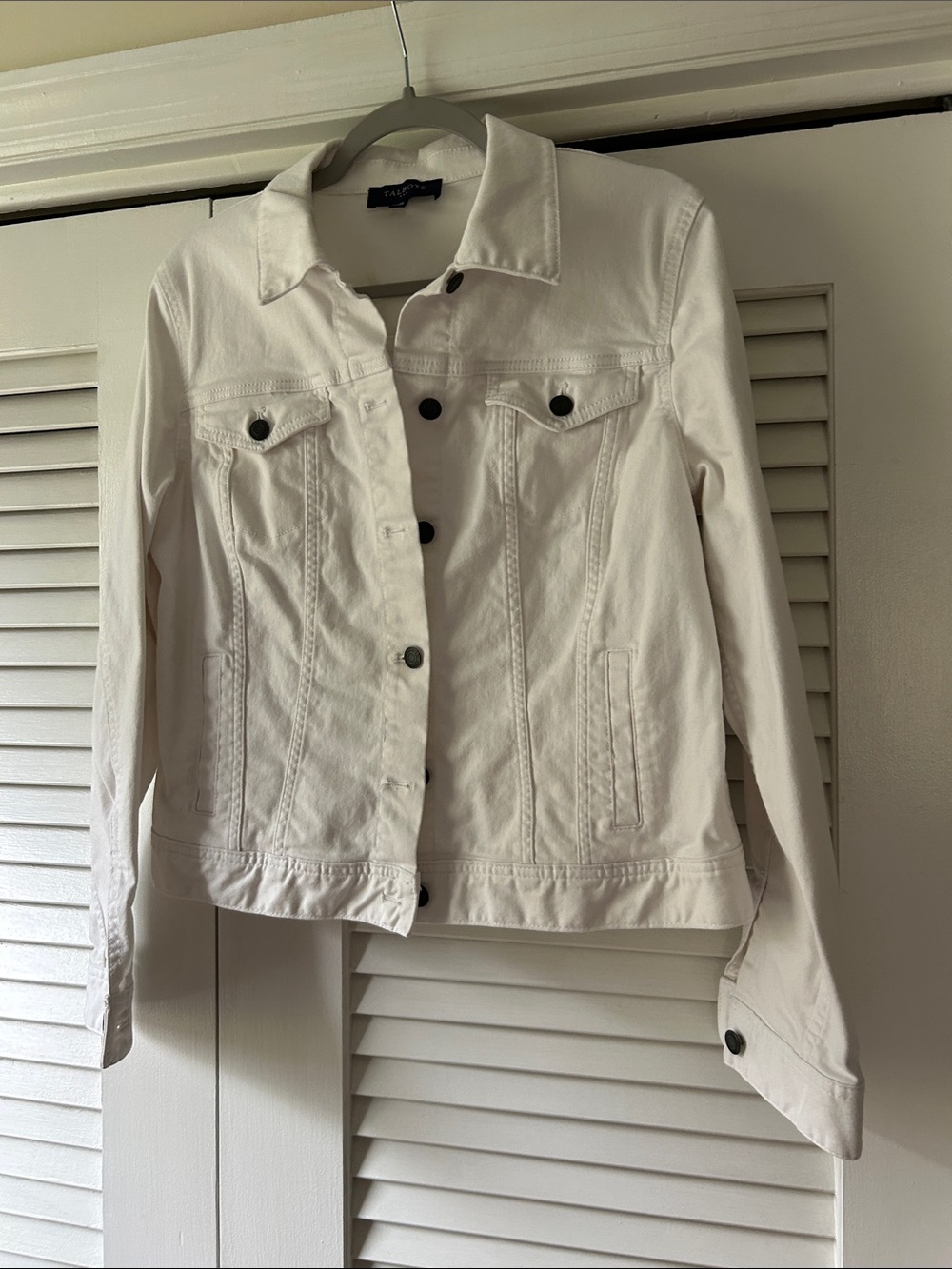 Talbots White Denim Jacket with Button Front